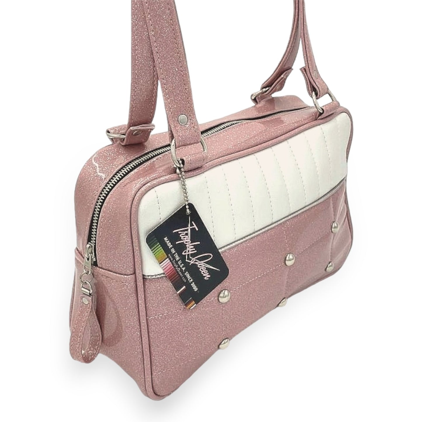 Lincoln Tote - Blush Pink /  Pearl White - Leopard Lining