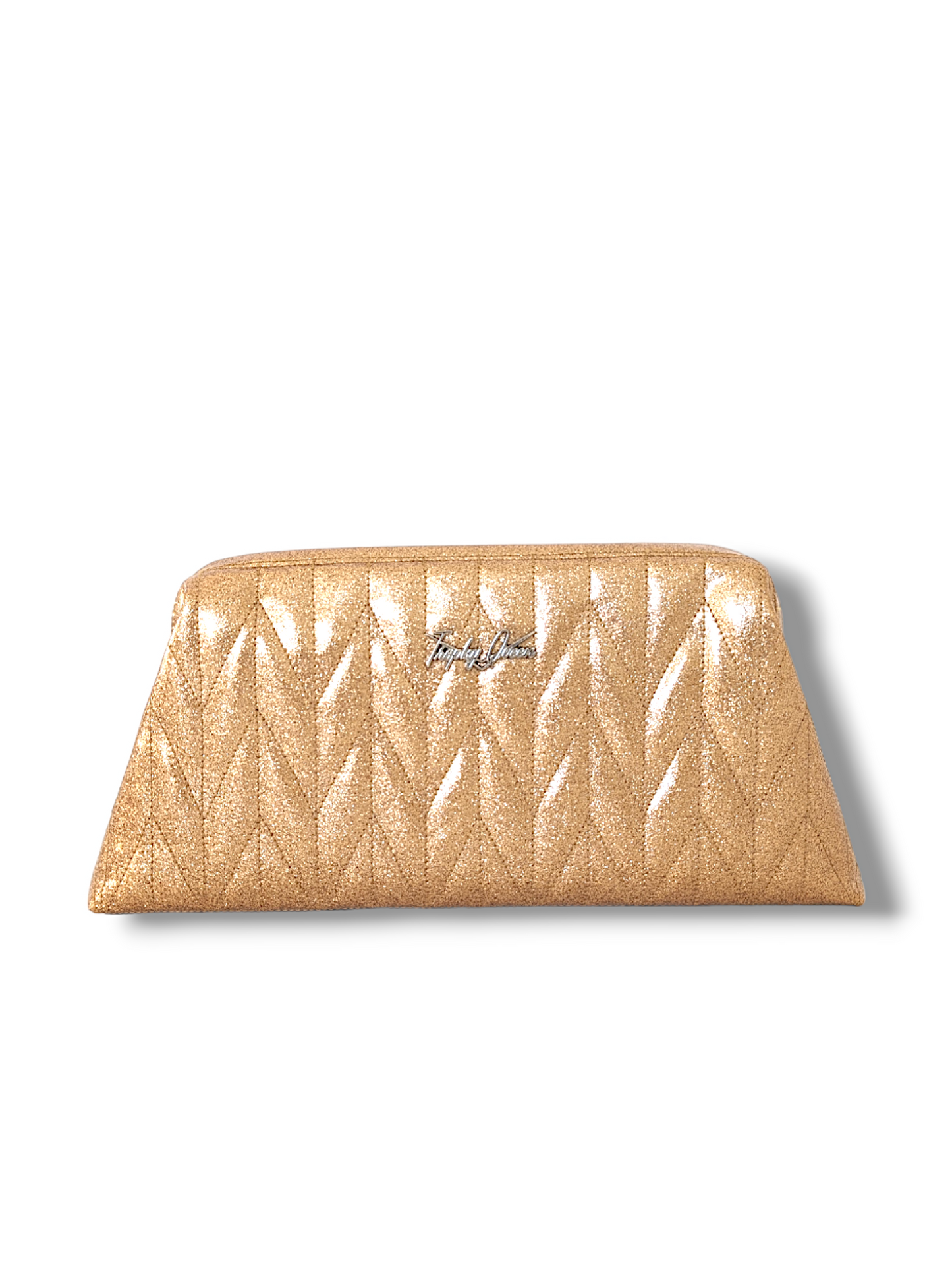 Dita Clutch with Firebird Pleating - Soft Gold Glitter / Serape Lining