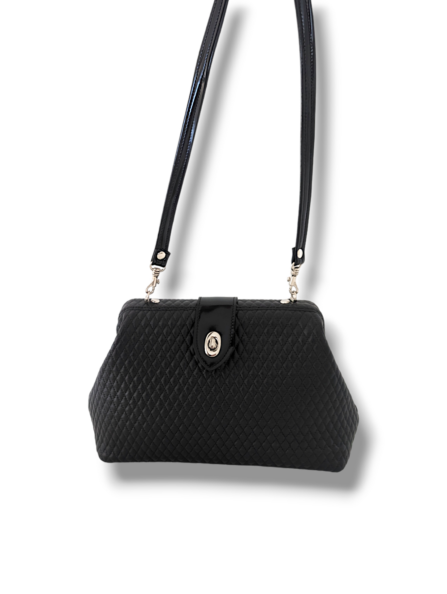 Audrey Bag - Black Diamond Pleat / Velvet Leopard Lining