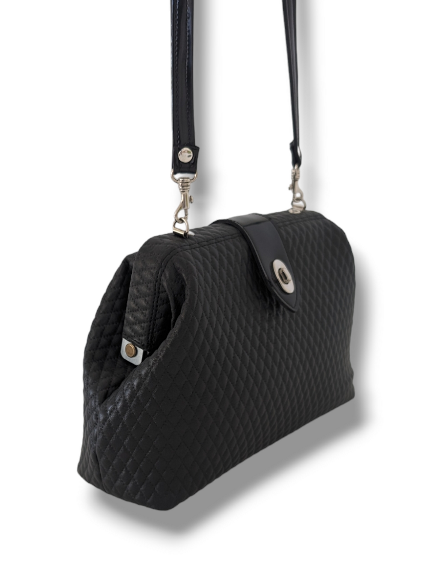 Audrey Bag - Black Diamond Pleat / Velvet Leopard Lining