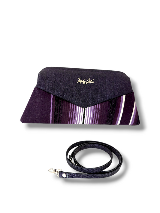Lucille Clutch Bag - Purple Mex / Purple Stingray - Leopard Lining