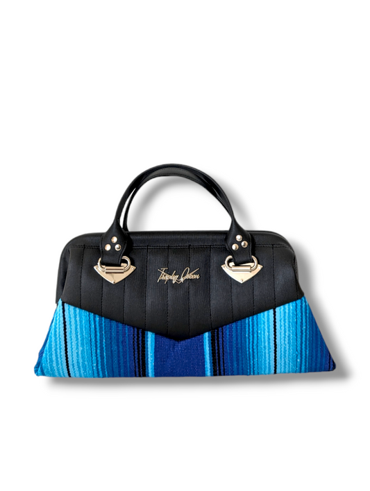 Lucille Handbag - Blue Mex / Silk Black - Leopard Lining