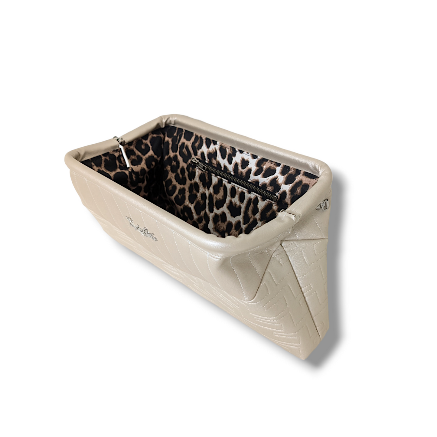 Lucille Clutch Bag - Atomic Oyster / Oyster White - Leopard Lining