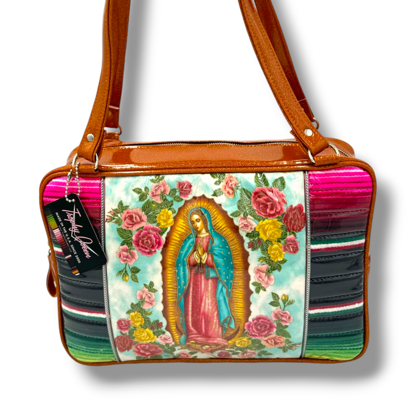 Limited Edition Virgin Mary Bag - Mexican Blanket / Tangerine - Leopard Lining