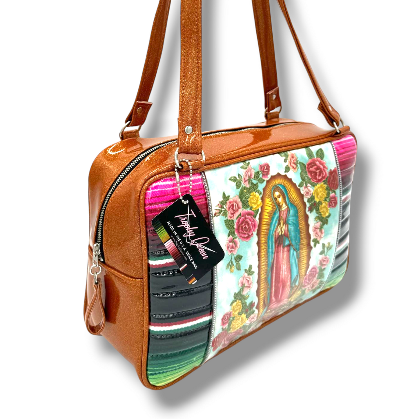 Limited Edition Virgin Mary Bag - Mexican Blanket / Tangerine - Leopard Lining