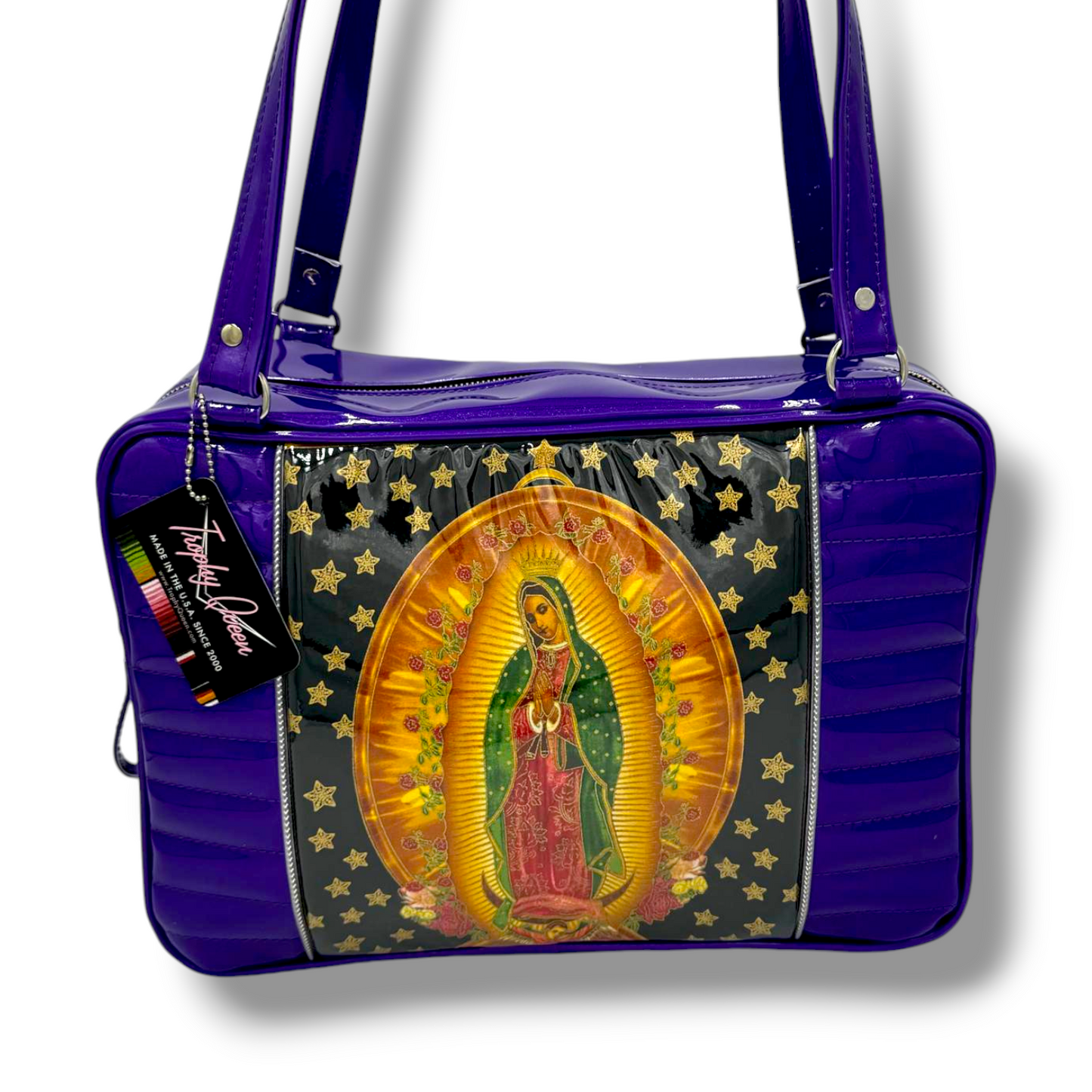 Limited Edition Virgin Mary Bag - Beatnik Purple Glitter / Leopard Lining