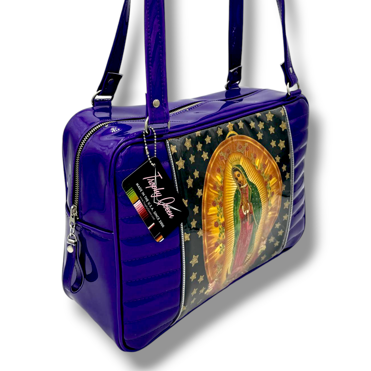 Limited Edition Virgin Mary Bag - Beatnik Purple Glitter / Leopard Lining