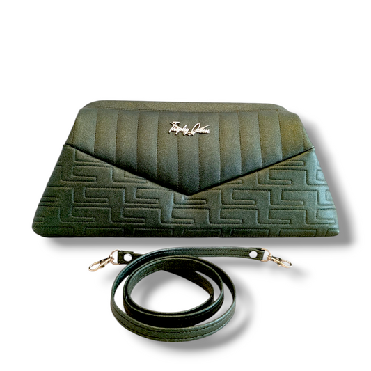 Lucille Clutch Bag - Atomic Moss Green / Moss Green Pearl - Leopard Lining