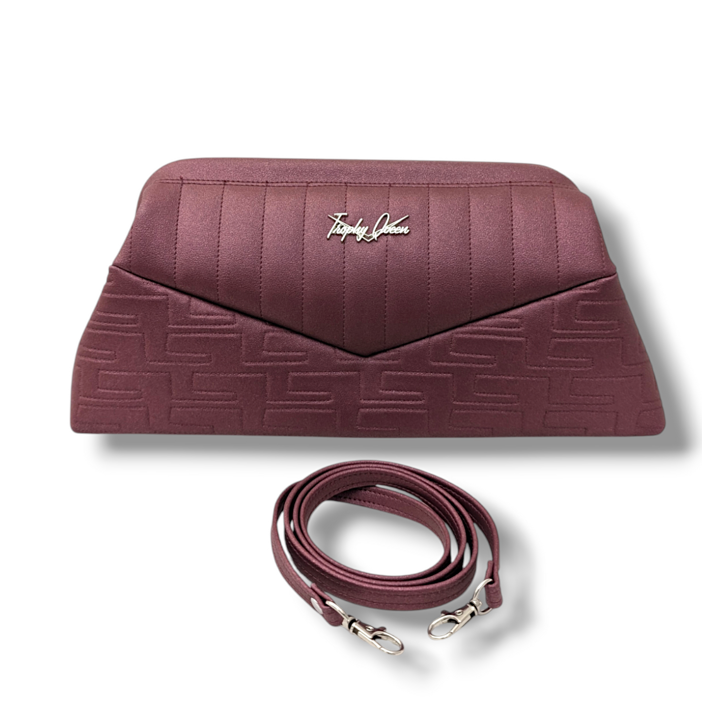 Lucille Clutch Bag - Atomic Burgundy / Burgundy Pearl - Leopard Lining