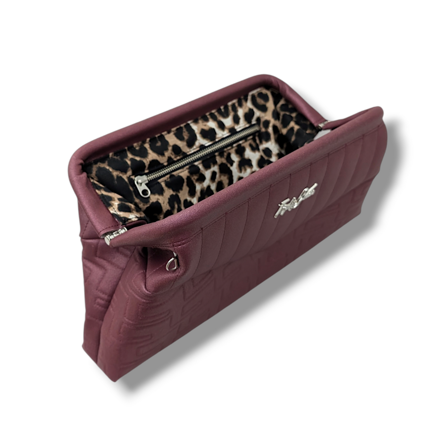 Lucille Clutch Bag - Atomic Burgundy / Burgundy Pearl - Leopard Lining