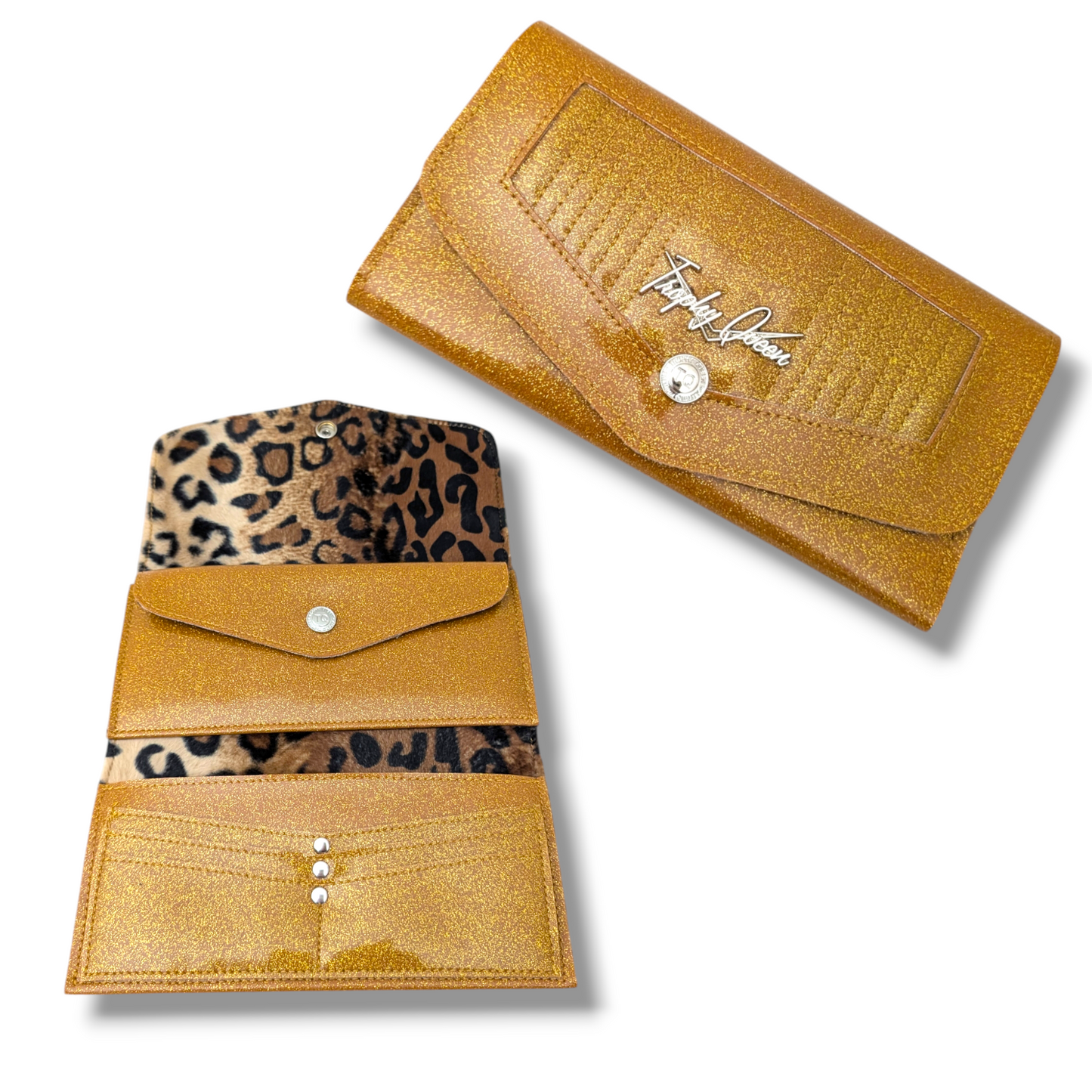 Large Snap Wallet - Marigold / Plush Leopard Lining