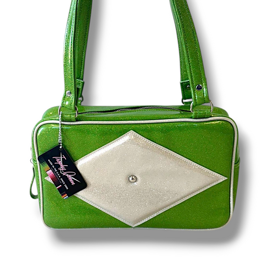 Bel-Air Tote - Lime Green / White Glitter - Leopard Lining