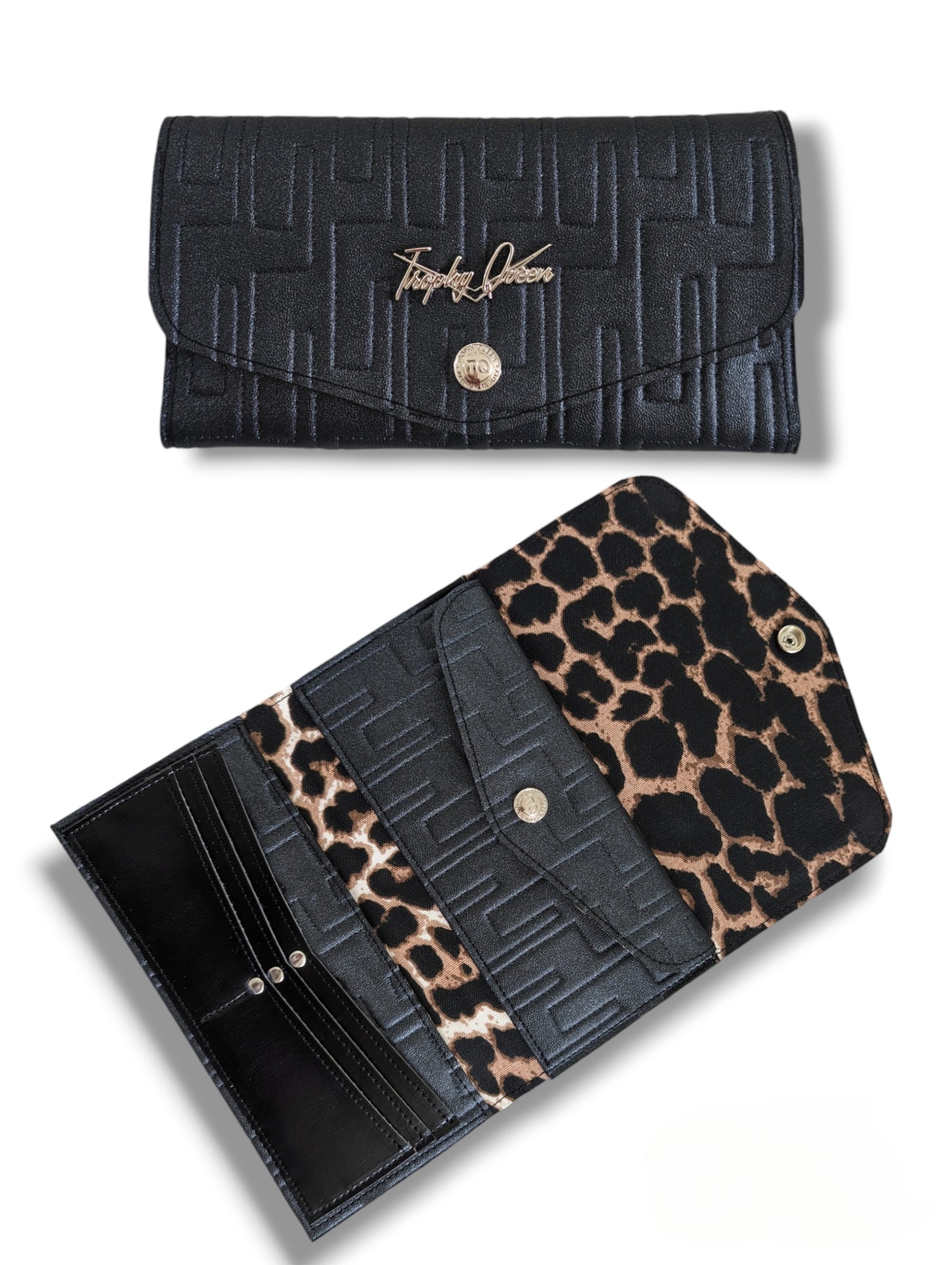 Large Snap Wallet - Atomic Black / Leopard Canvas Lining