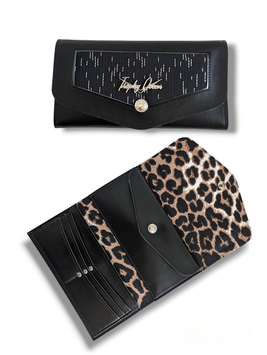 Large Snap Wallet - 58 Edsel / Vintage Black - Leopard Canvas Lining