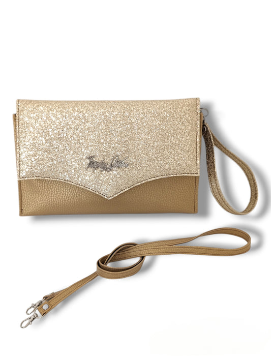 Marilyn Clutch - Gold Nugget / Light Gold - Leopard Canvas Lining
