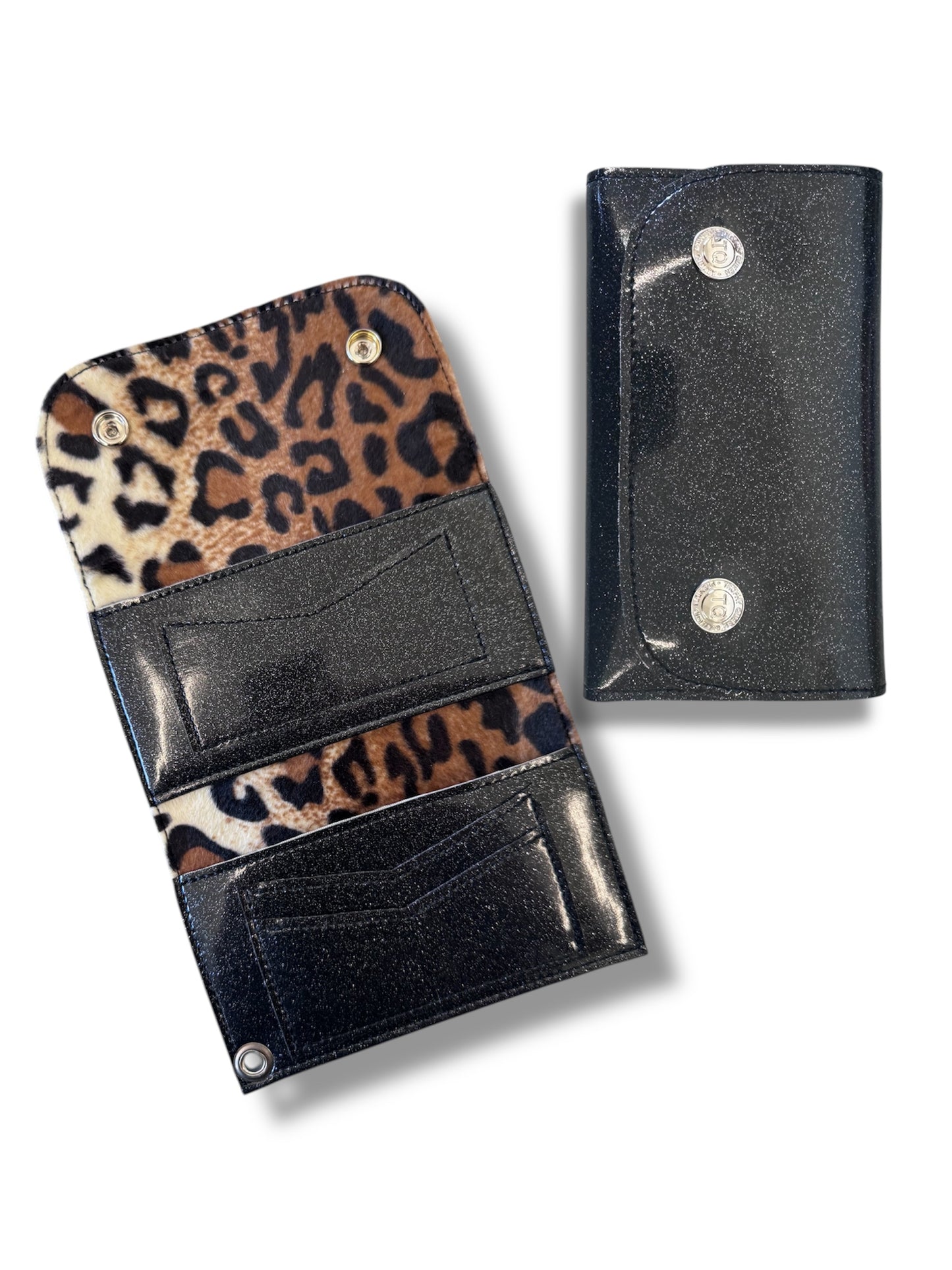 Classic Trucker Wallet - Coal Black / Plush Leopard Lining